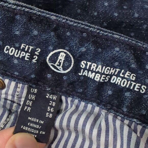 Lands' End Womens Shorts 24W Blue Polka Dot Cut Off Denim Shorts - Picture 8 of 12